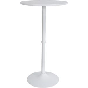 CLP Metalen staande tafel met rond houten tafelblad | bartafel | Diameter: Ø 60 cm | Hoogte: 110 cm | In vele kleuren, kleur: wit/wit