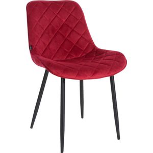 CLP Stoel Springs fluweel, eetkamerstoel met hoogwaardige bekleding, bezoekersstoel met metalen frame met 4 poten, kleur: rood