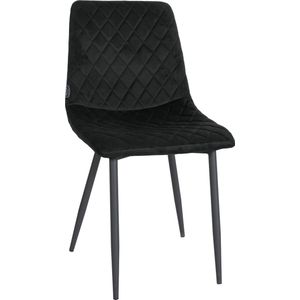 CLP Telde Eetkamerstoel, fluweel, gewatteerde zitting, stoel met metalen frame, hoogwaardige fluwelen bekleding, kleur: zwart