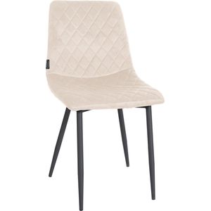 CLP Telde Eetkamerstoel, fluweel, gewatteerde zitting, stoel met metalen frame, hoogwaardige fluwelen bekleding, kleur: crème