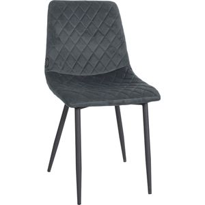 CLP Telde Eetkamerstoel, fluweel, gewatteerde zitting, stoel met metalen frame, hoogwaardige fluwelen bekleding, kleur: donkergrijs