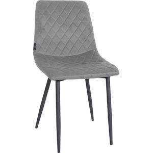CLP Telde Eetkamerstoel, fluweel, gewatteerde zitting, stoel met metalen frame, hoogwaardige fluwelen bekleding, kleur: grijs