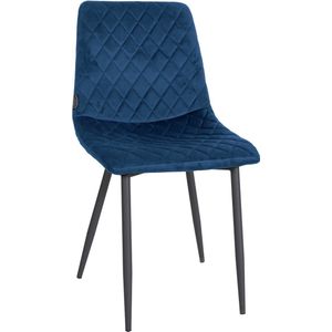 CLP Telde Eetkamerstoel, fluweel, gewatteerde zitting, stoel met metalen frame, hoogwaardige fluwelen bekleding, kleur: blauw