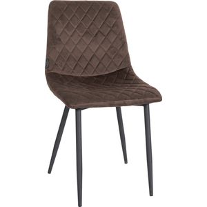 CLP Telde Eetkamerstoel, fluweel, gewatteerde zitting, stoel met metalen frame, hoogwaardige fluwelen bekleding, kleur: bruin