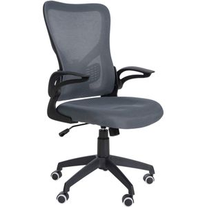 CLP Hudson Bureaustoel, ergonomische managersstoel met lendensteun, draaistoel met kruisvoet en armleuningen, 120 kg belastbaar, kleur: grijs