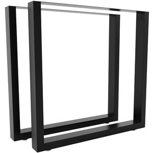 CLP Set van 2 Velden tafelpoten voor salontafel of bijzettafel - Metaal - Vierkant - zwart 40 cm