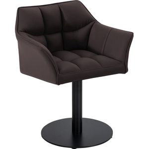 CLP Damaso Loungestoel - Binnen - Met armleuning - Eetkamerstoel Metaal frame - bruin Kunstleer