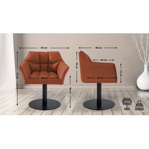 CLP Damaso Loungestoel - Binnen - Met armleuning - Eetkamerstoel Metaal frame - licht bruin Kunstleer