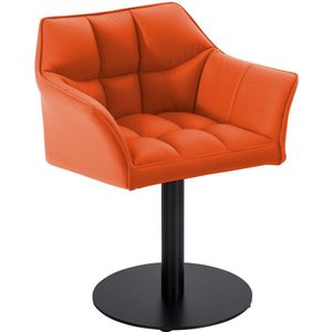 CLP Damaso Loungestoel - Binnen - Met armleuning - Eetkamerstoel Metaal frame - oranje Kunstleer