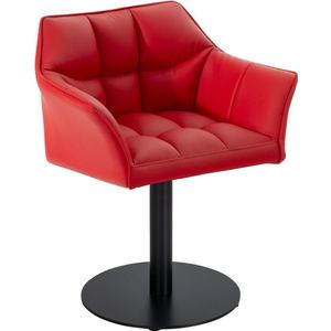 CLP Damaso Loungestoel, eetkamerstoel met kunstlederen bekleding, stof, vilt of fluweel, zwart metalen frame, kleur: rood, materiaal: kunstleer