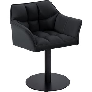 CLP Damaso Loungestoel - Binnen - Met armleuning - Eetkamerstoel Metaal frame - zwart Kunstleer