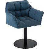 CLP Damaso Loungestoel - Binnen - Met armleuning - Eetkamerstoel Metaal frame - blauw Stof