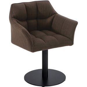 CLP Damaso Loungestoel - Binnen - Met armleuning - Eetkamerstoel Metaal frame - bruin Stof