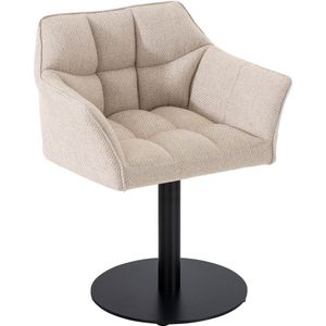CLP Damaso Loungestoel met kunstlederen bekleding, stof, vilt of fluweel, zwart metalen frame, kleur: ivoor, materiaal: stof