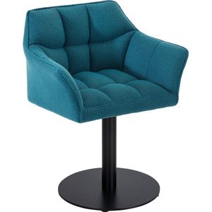 CLP Damaso Loungestoel, eetkamerstoel met kunstlederen bekleding, stof, vilt of fluweel, zwart metalen frame, kleur: turquoise, materiaal: stof