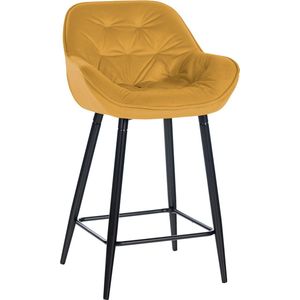 CLP Barkruk Gibson fluweel, gevoerde stoel met voetensteun, zithoogte 76 cm, kleur: geel