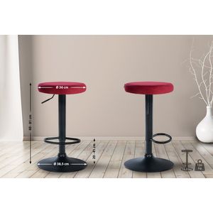 CLP Barkruk Ponte fluwelen overtrek I in hoogte verstelbare stoel, kleur: rood, framekleur: zwart