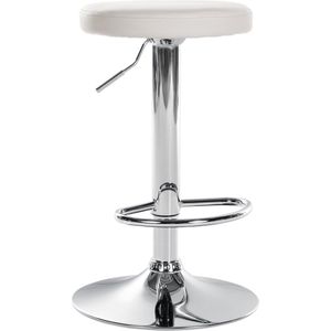 CLP Barkruk Ponte kunstleer I in hoogte verstelbare stoel, kleur: wit, framekleur: chroom