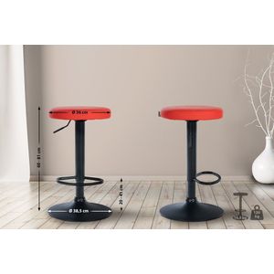 CLP Barkruk Ponte kunstleer I in hoogte verstelbare stoel, kleur: rood, frame kleur: zwart