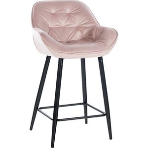 CLP Barkruk Gibson fluweel, gevoerde balstoel met voetensteun, zithoogte 76 cm, kleur: roze