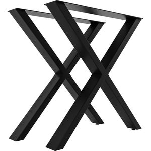 CLP Swift tafelpoten, set van 2 tafelonderstellen van vierkante profielen, hoogte 72 cm, gepoedercoat frame, kleur: zwart, maat: S