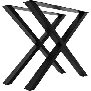 CLP Swift tafelpoten, set van 2 tafelonderstellen van vierkante profielen, hoogte 72 cm, gepoedercoat frame, kleur: zwart, maat: M