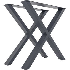 CLP Swift tafelpoten, set van 2 tafelpoten van vierkante profielen, hoogte 72 cm, gepoedercoat frame, kleur: grijs, maat S