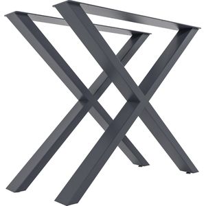 CLP Swift tafelpoten, set van 2 tafelonderstellen van vierkante profielen, hoogte 72 cm, gepoedercoat frame, kleur: grijs, maat M