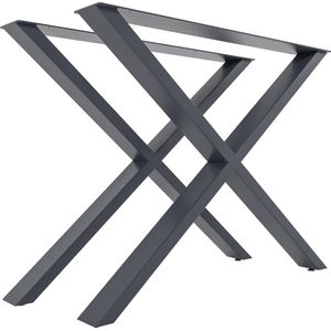 CLP Swift tafelpoten, set van 2 tafelpoten van vierkante profielen, hoogte 72 cm, gepoedercoat frame, kleur: grijs, maat L