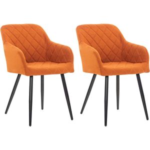 CLP Set van 2 eetkamerstoelen Shila stof oranje - 322097