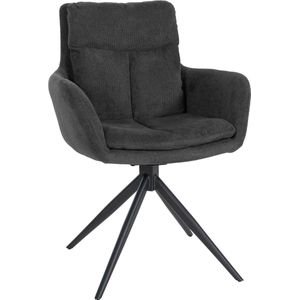 CLP Eetkamerstoel Vilas I draaibare gestoffeerde stoel met stoffen bekleding, kleur: donkergrijs