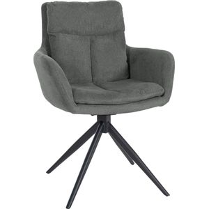 CLP Vilas Eetkamerstoel - Draaibaar - Fauteuil - Met armleuning - Metaal frame - Stof - grijs