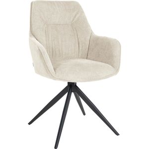 CLP Jules Eetkamerstoel - Draaibaar - Fauteuil - Met armleuning - Metaal frame - Stof - creme