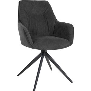 CLP Eetkamerstoel Jules I draaibare gestoffeerde stoel met stoffen bekleding, kleur: donkergrijs