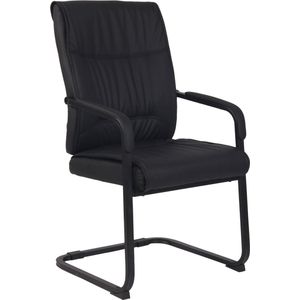 CLP XXL Anubis Bezoekersstoel - Met armleuning - Eetkamerstoel - Kunstleer - zwart/zwart
