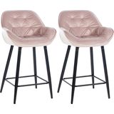 CLP 2er Set Barhocker Gibson Samt I Sitzhöhe 76 cm I Tresenstühle Mit Fußstütze
