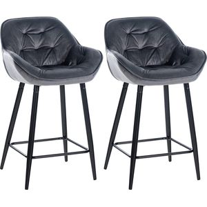 CLP 2er Set Barhocker Gibson Samt I Sitzhöhe 76 cm I Tresenstühle Mit Fußstütze