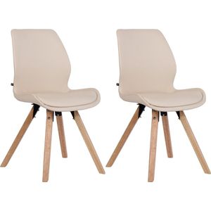 CLP Set van 2 eetkamerstoelen Luna Kunstleder creme - 322284