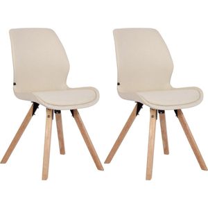 CLP Set van 2 eetkamerstoelen Luna Stof creme - 322287