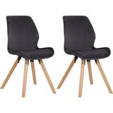 CLP Set van 2 eetkamerstoelen Luna Fluweel donkergrijs - 322296