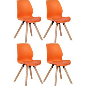 CLP Set van 4 eetkamerstoelen Luna Kunststof oranje - 322301