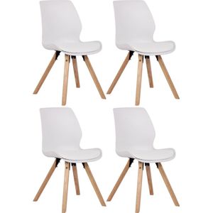 CLP Set van 4 eetkamerstoelen Luna Kunststof wit - 322307