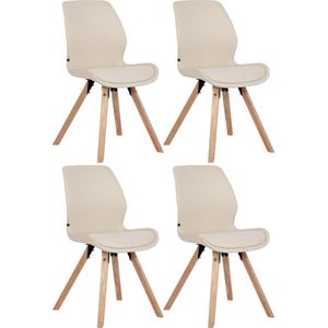 CLP Set van 4 eetkamerstoelen Luna Stof creme - 322315