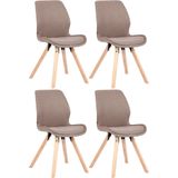 CLP Set van 4 eetkamerstoelen Luna Stof taupe - 322318