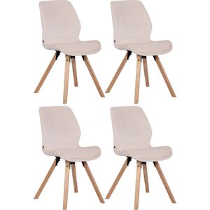 CLP Set van 4 eetkamerstoelen Luna Fluweel creme - 322323