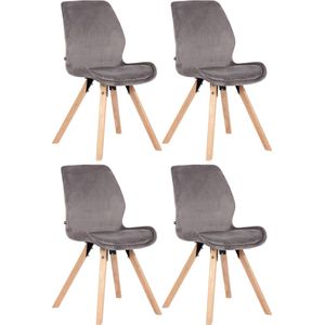 CLP Set van 4 eetkamerstoelen Luna Fluweel grijs - 322325