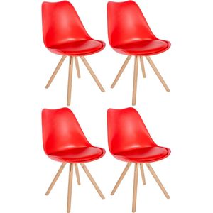 CLP Set van 4 Eetkamerstoelen Sofia Kunststof Rond frame rood - 322591