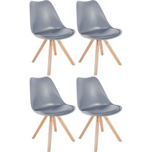 CLP Set van 4 Eetkamerstoelen Sofia Kunststof Vierkant frame grijs - 322597