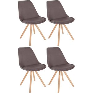 CLP Set van 4 eetkamerstoelen Sofia Stof taupe - 322610