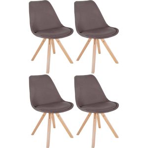 CLP Set van 4 eetkamerstoelen Sofia Stof taupe - 322616